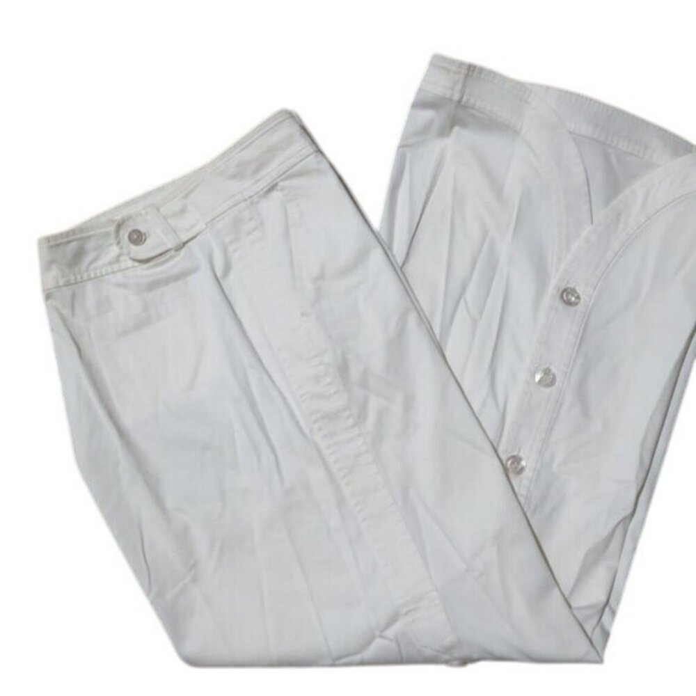 ESCADA White Capri Pants button up lower leg size 42 or US 12 NWOT